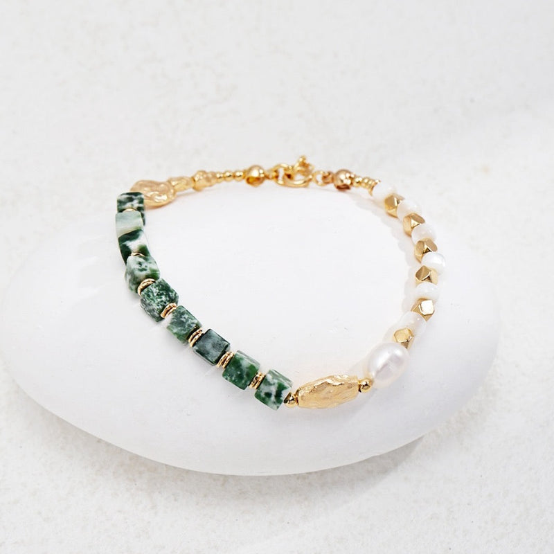 Friendship Bracelet, Vintage Bracelet with Jade and Pearls | EWOOXY