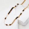 Birthstone Necklace with Tiger's Eye Stone, Real Pearl Necklace for Women | EWOOXY